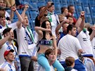 DO TOHO! Boleslavtí fanouci podporují svj tým ve finále domácího poháru.