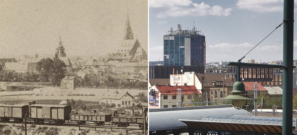 Plze� kolem roku 1878 a v sou�asné podob�