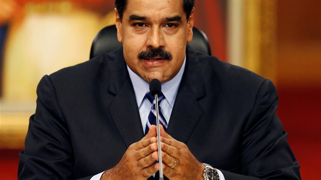 Venezuelsk prezident Nicols Maduro bhem tiskov konference v Caracasu (17. kvten 2016)