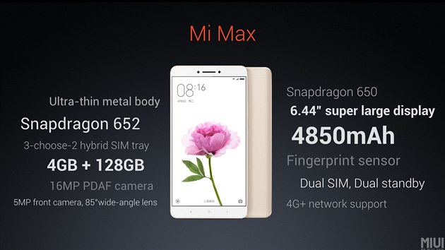 Xiaomi Mi Max a jeho hlavn parametry