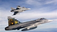 Nové zbarvení jednoho z eských gripen pro cviení tygích letek