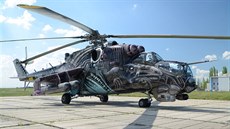 Vrtulník Mi-24/35 s názvem Alien Tiger 221. letky z Námti nad Oslavou.