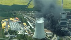 Po�ár elektrárny �EZ M�lník v Horních Po�aplech (13.5.2016).