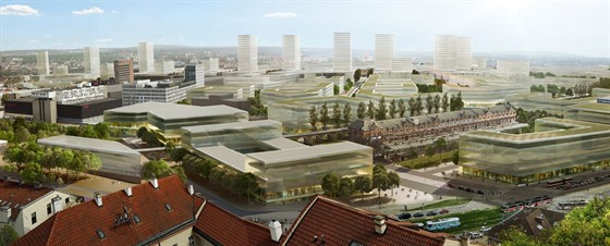 Urbanistická studie ukazující podobu brněnského nádraží u řeky. Takový by byl...