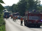 Nehoda osobního vozu a autobusu u Slaného (29. kvten 2016)