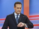 Předseda FPÖ Heinz-Christian Strache netrpělivě vyhlíží výsledky voleb i...