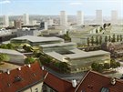 Urbanistická studie ukazující podobu brněnského nádraží u řeky. Takový by byl...