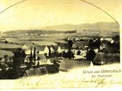 Výez z pohlednice z roku 1901, Gruss aus Dittersbach (Pozdrav z Jetichova) -...