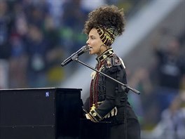 HVZDA. Zpvaka Alicia Keys vystoupila ped finále Ligy mistr.