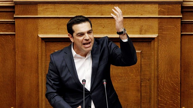 eck premir Alexis Tsipras bhem nedlnho hlasovn eckho parlamentu. (22. kvtna 2016)