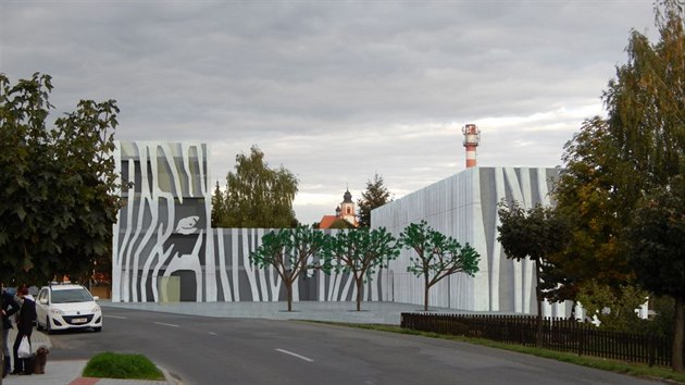 Chystan betonovo-sklenn stavba, kter m vyrst v centru obce Bolatice na Opavsku.