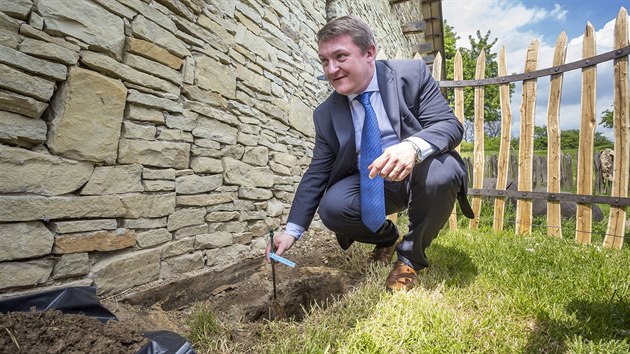 Starou trtu zasadil v Archeoskanzenu v Modr slovinsk velvyslanec v esku Leon Marc.