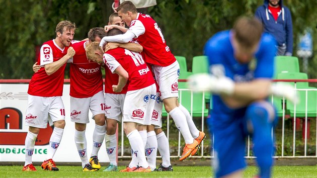 Glov radost pardubickch fotbalist v duelu proti Sokolovu