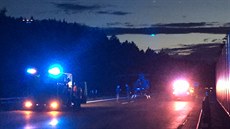 Ve�erní nehoda dvou kamion� na 58. kilometru dálnice D1 (30.5.2016).