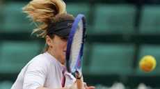 Bulharská tenista Cvetana Pironkovová v zápase s Agnieszkou Radwaskou z Polska.