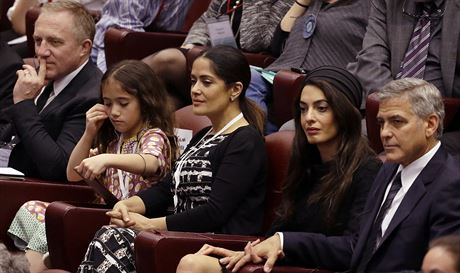 Salma Hayekov, jej dcera Valentina a manel Francois-Henri Pinault a George...