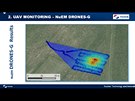Znázornní radianí situace na map. Sledujete výsledky dronu s pístrojem...