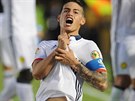 Kolumbijský fotbalista James Rodríguez krátce poté, co vstelil gól v zápase s...