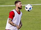 panlský fotbalista Sergio Ramos na tréninku v Saint-Martin-de-Ré