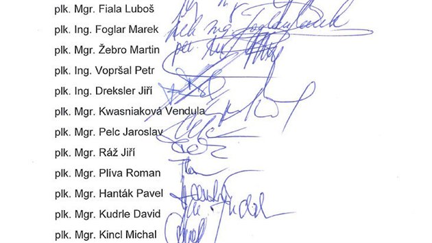 Oteven dopis 17 policist OOZ ministrovi vnitra Milanu Chovancovi (9. ervna 2016)