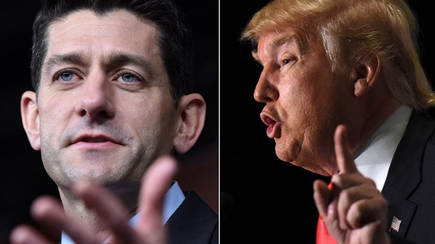 Pedseda Snmovny reprezentant Paul Ryan a kandidt na prezidenta Donald Trump