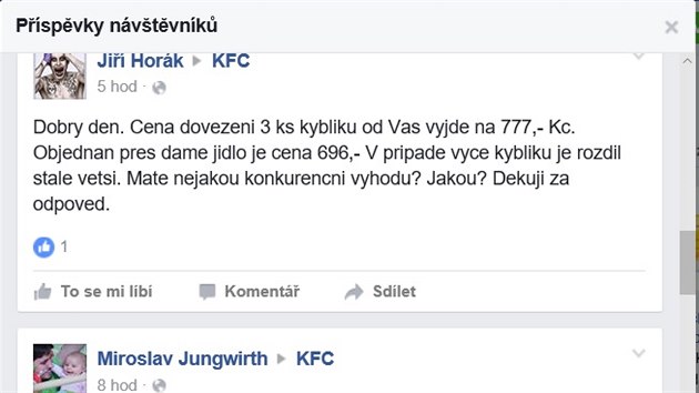 Zákazníci si na Facebooku dělají legraci z KFC kvůli tou, jak (ne)vysvětluje, kolik stojí rozvoz jídla.