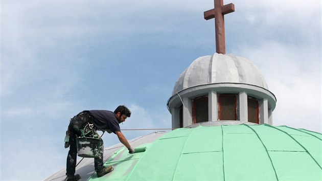 Olomouck Husv sbor dostv po destkch ervench let svou pvodn zelenou viz z prvn poloviny 20. stolet.