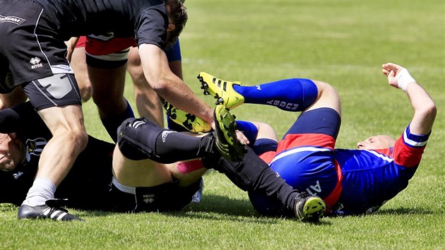 Momentka z finle ragbyov extraligy Vykov vs. Tatra Smchov (ern)