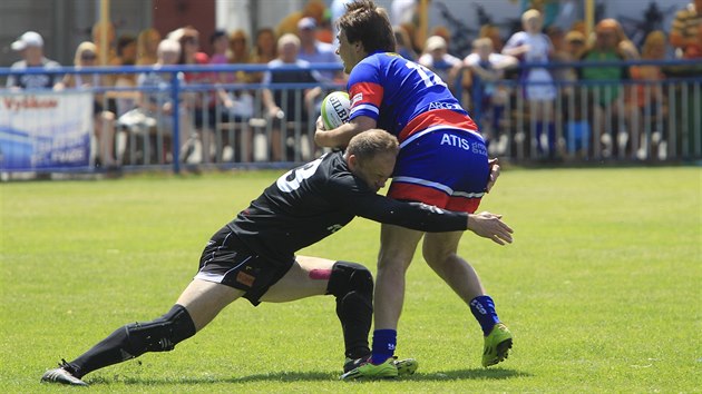 Momentka z finle ragbyov extraligy Vykov vs. Tatra Smchov (ern)