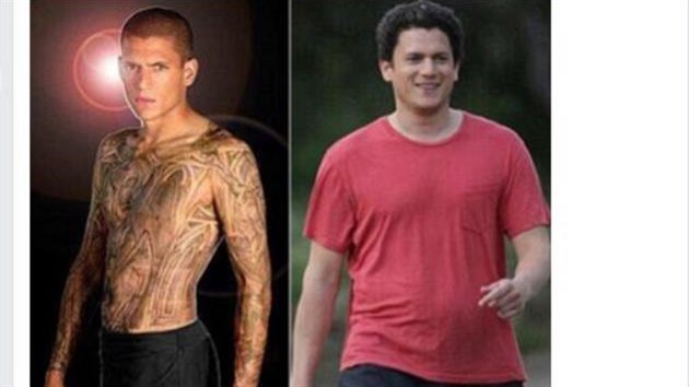 Wentworth Miller na fotce bhem naten serilu tk z vzen z roku 2005 a v roce 2010, kdy trpl depresemi a  pejdal se.