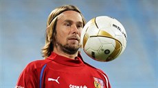 Jaroslav Plail  na pondlním tréninku eské fotbalové reprezentace v Podgorici.