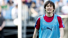 Tomá Rosický na oteveném tréninku eských fotbalist v Tours