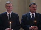 Pietního aktu se úastnil i vicepremiér Pavel Blobrádek (vlevo) a Jindich...