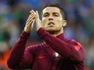Cristiano Ronaldo, portugalský kapitán, ped utkáním skupiny F proti Islandu.