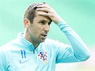 Chorvatský kapitán Darijo Srna na tréninku ped zápasem proti eské reprezentaci