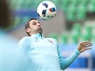 Chorvatský kapitán Darijo Srna na tréninku ped zápasem proti eské reprezentaci