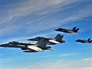 Hornety F/A 18C a F-35B Lightning II  námoní pchoty USA u severozápadního...