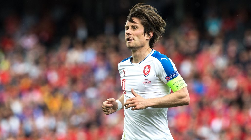 Tomá� Rosický na mistrovství Evropy b�hem zápasu proti �pan�lsku