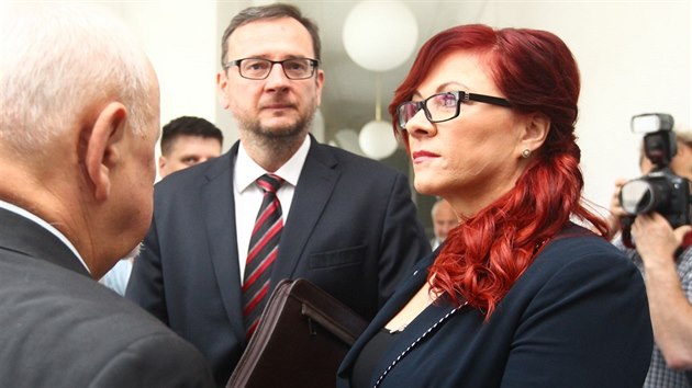 Jana Neasov s manelem Petrem Neasem u Obvodnho soudu pro Prahu 1 (13.6.2016)