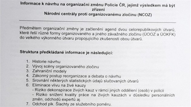 Informace ministerstva vnitra k organizan zmn Policie R (strana 1)