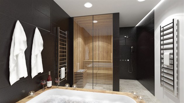 Vizualizace: soukrom wellness a koupelna ve stylu glamour