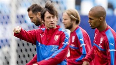 Tomá� Rosický a Theo Gebre Selassie b�hem p�ípravy.