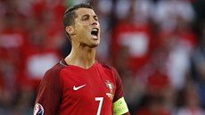 Cristiano Ronaldo bhem zápasu proti Rakousku.