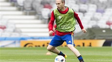 panlský záloník Andrés Iniesta na tréninku reprezentace