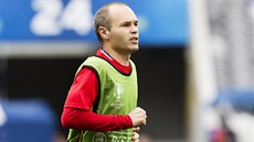 panlský záloník Andrés Iniesta na tréninku reprezentace