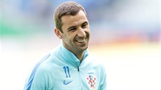 Chorvatský kapitán Darijo Srna na tréninku ped zápasem proti eské reprezentaci