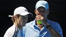 Ivan Lendl (vpravo) a Andy Murray na tréninku v Melbourne.