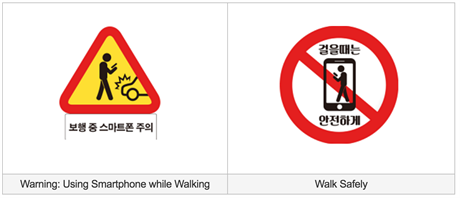 nov dopravn znaky v korejskm mst Soul nabdaj k opatrnosti pi chzi s...