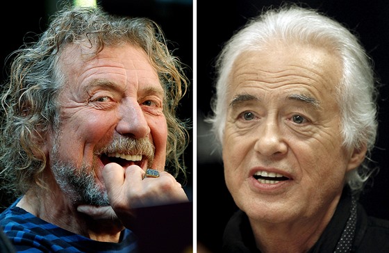 Zpěvák Robert Plant (vlevo) a kytarista Jimmy Page z britské rokové skupiny Led...