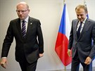 eský premiér Bohuslav Sobotka jednal v Bruselu s pedsedou Evropské rady...